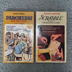 NOS Selchow & Righter Pocket Edition 1980 Parcheesi & 1978 Scrabble Game *Sealed
